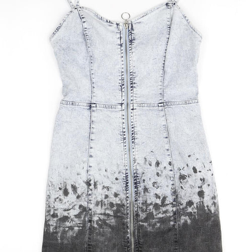 Denim & Co. Womens Blue  Cotton Pencil Dress  Size 8  Halter