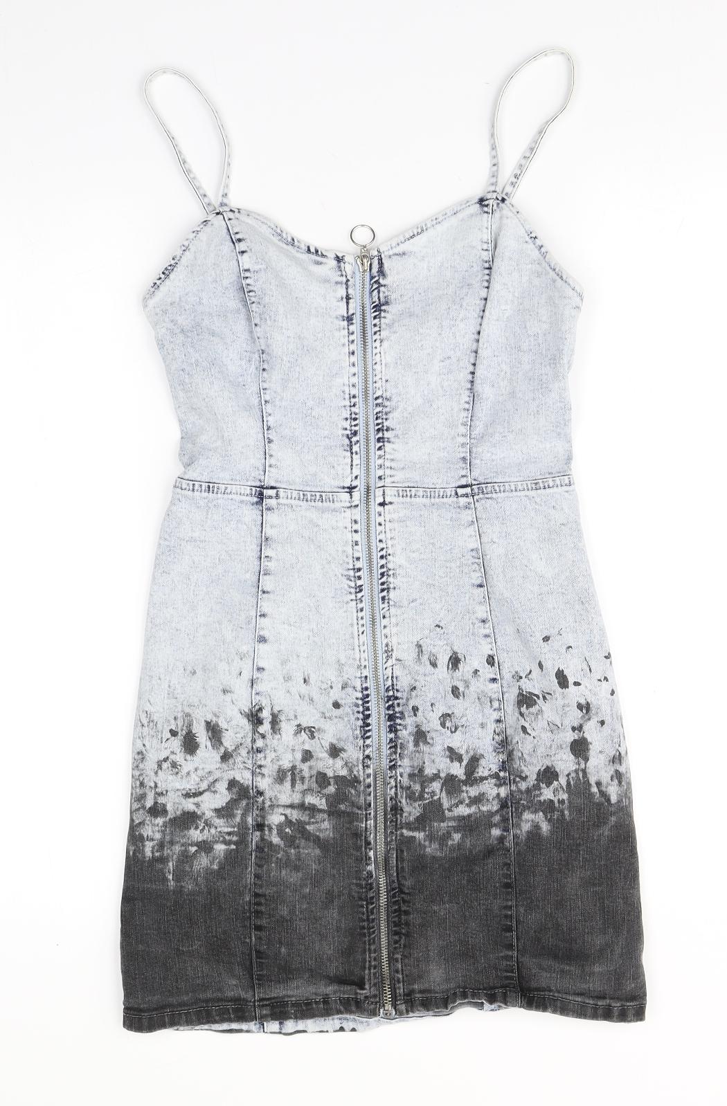 Denim & Co. Womens Blue  Cotton Pencil Dress  Size 8  Halter