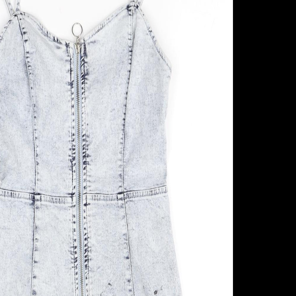 Denim & Co. Womens Blue  Cotton Pencil Dress  Size 8  Halter