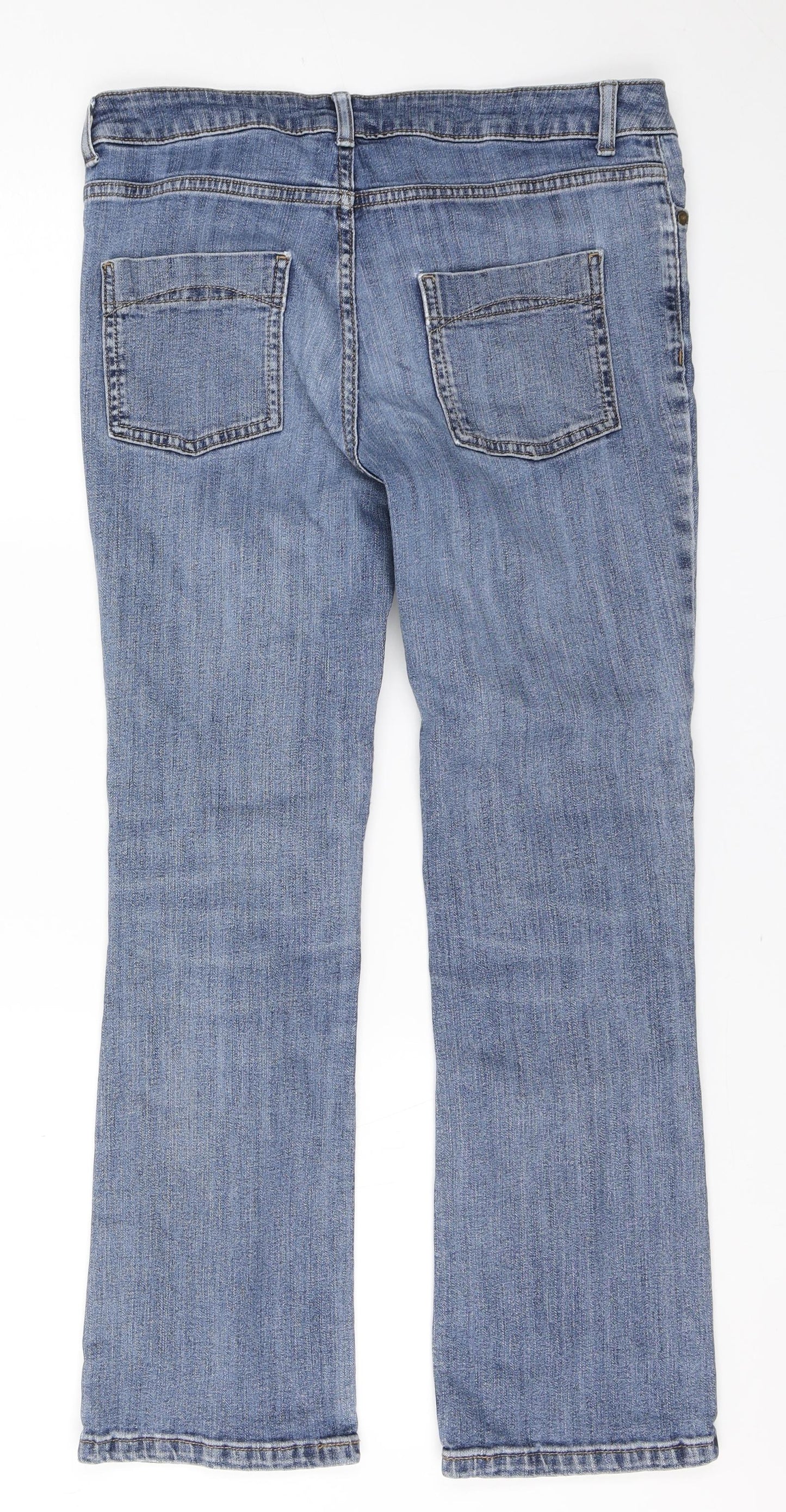 Marks and Spencer Womens Blue  Cotton Straight Jeans Size 12 L26 in Regular