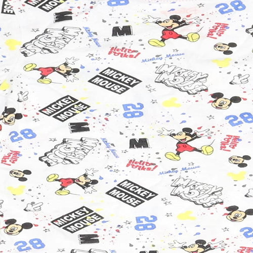 Disney Baby White Geometric Cotton Basic T-Shirt Size 12-18 Months Round Neck  - Mickey Mouse