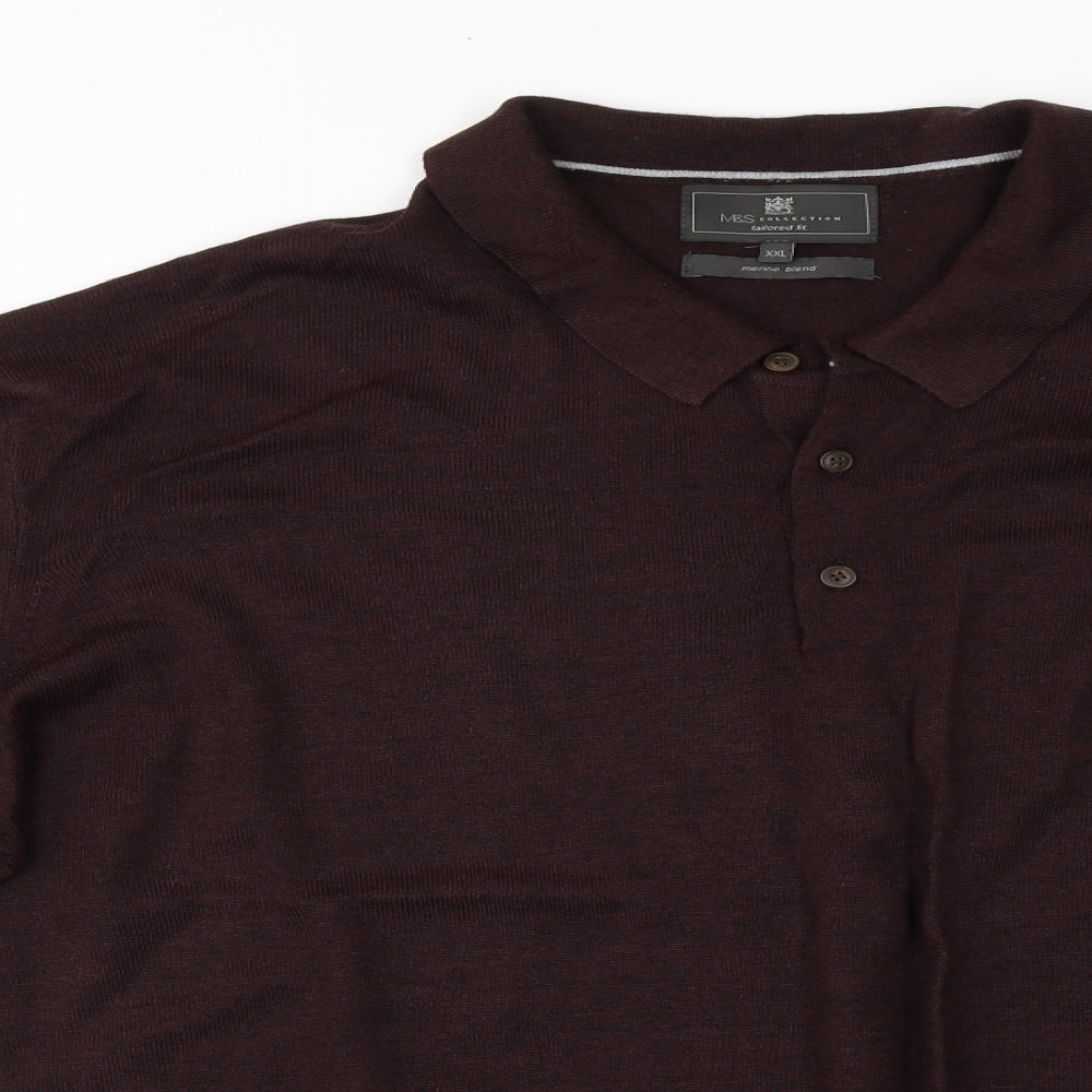 Marks and Spencer Mens Black  Wood  Polo Size 2XL Collared