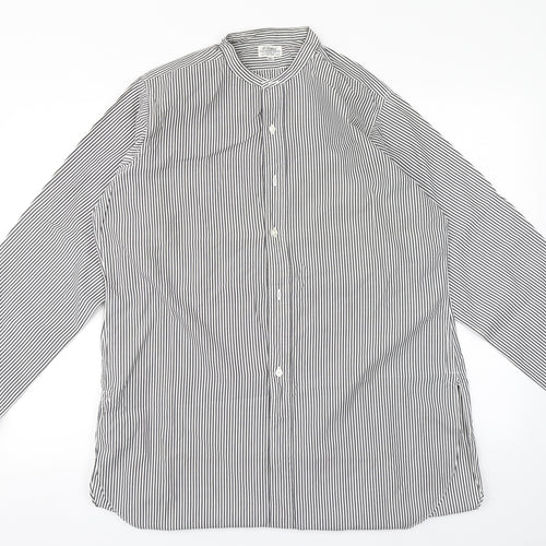 Preworn Mens White Striped   Button-Up Size 16 Collared
