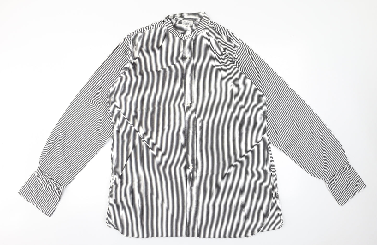 Preworn Mens White Striped   Button-Up Size 16 Collared