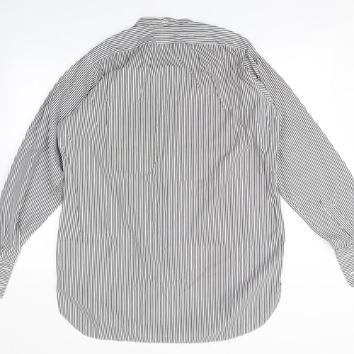 Preworn Mens White Striped   Button-Up Size 16 Collared