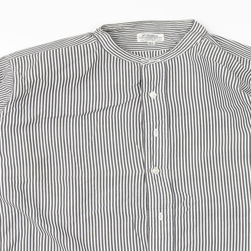 Preworn Mens White Striped   Button-Up Size 16 Collared