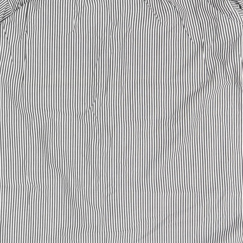 Preworn Mens White Striped   Button-Up Size 16 Collared