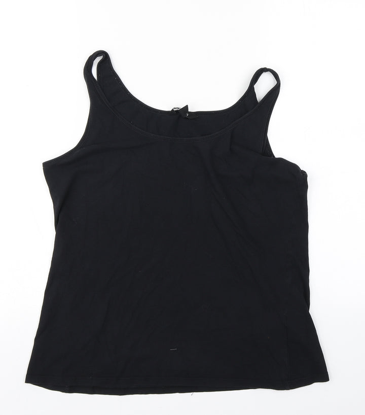 New Look Womens Black  Cotton Basic Tank Size 18 Round Neck