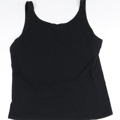 New Look Womens Black  Cotton Basic Tank Size 18 Round Neck