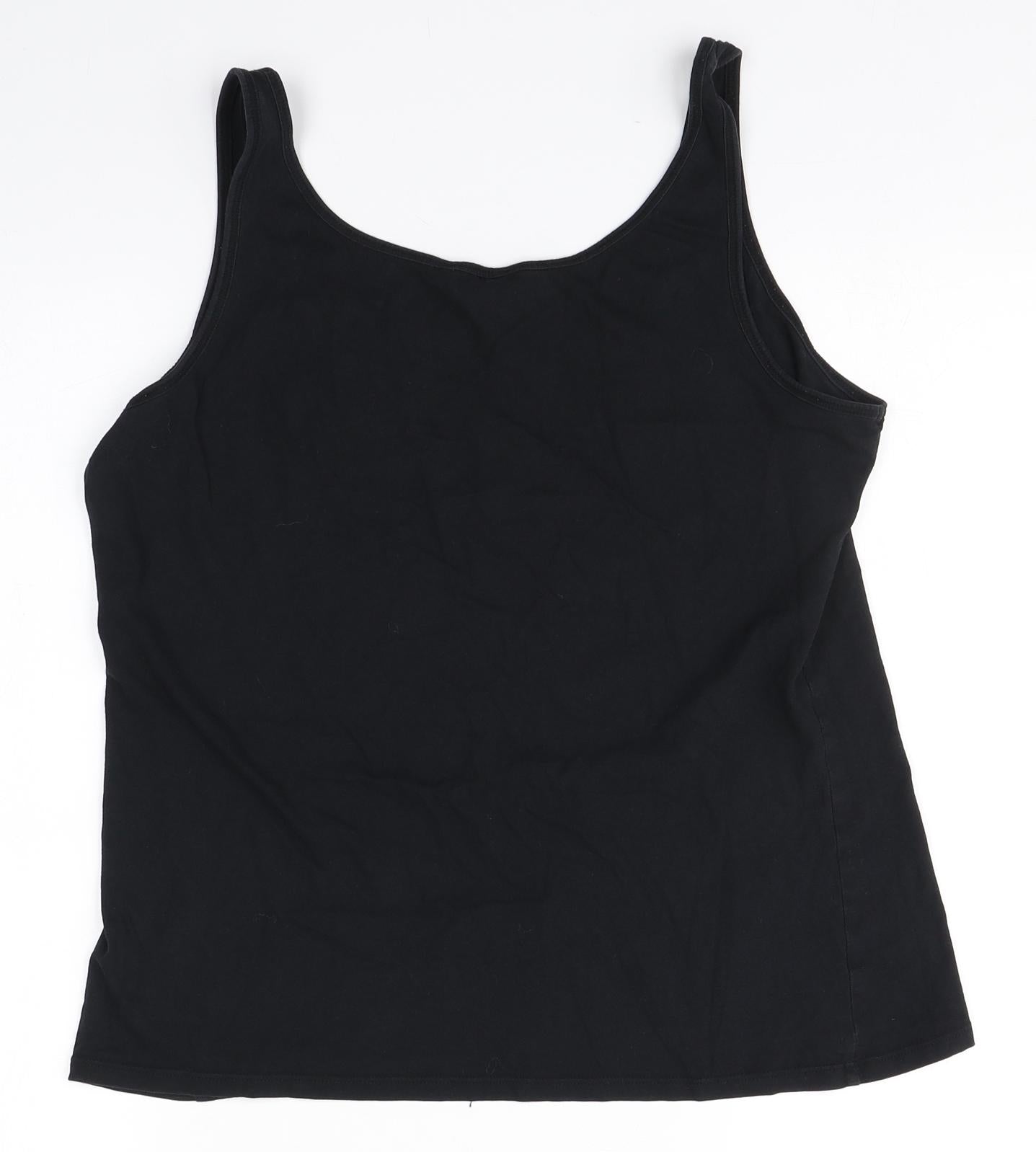 New Look Womens Black  Cotton Basic Tank Size 18 Round Neck