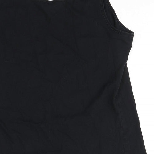 New Look Womens Black  Cotton Basic Tank Size 18 Round Neck