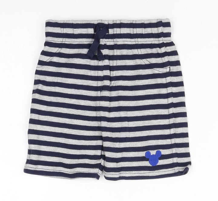 Disney Baby Blue Striped Cotton Sweatpants Trousers Size 12-18 Months - Mickey Mouse