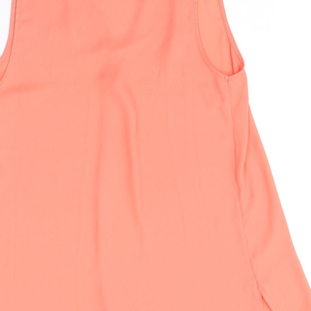 New Look Womens Pink  Polyester Basic Blouse Size 10 V-Neck