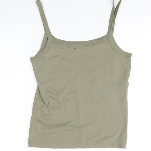 BM Womens Brown  Cotton Basic Tank Size S Round Neck