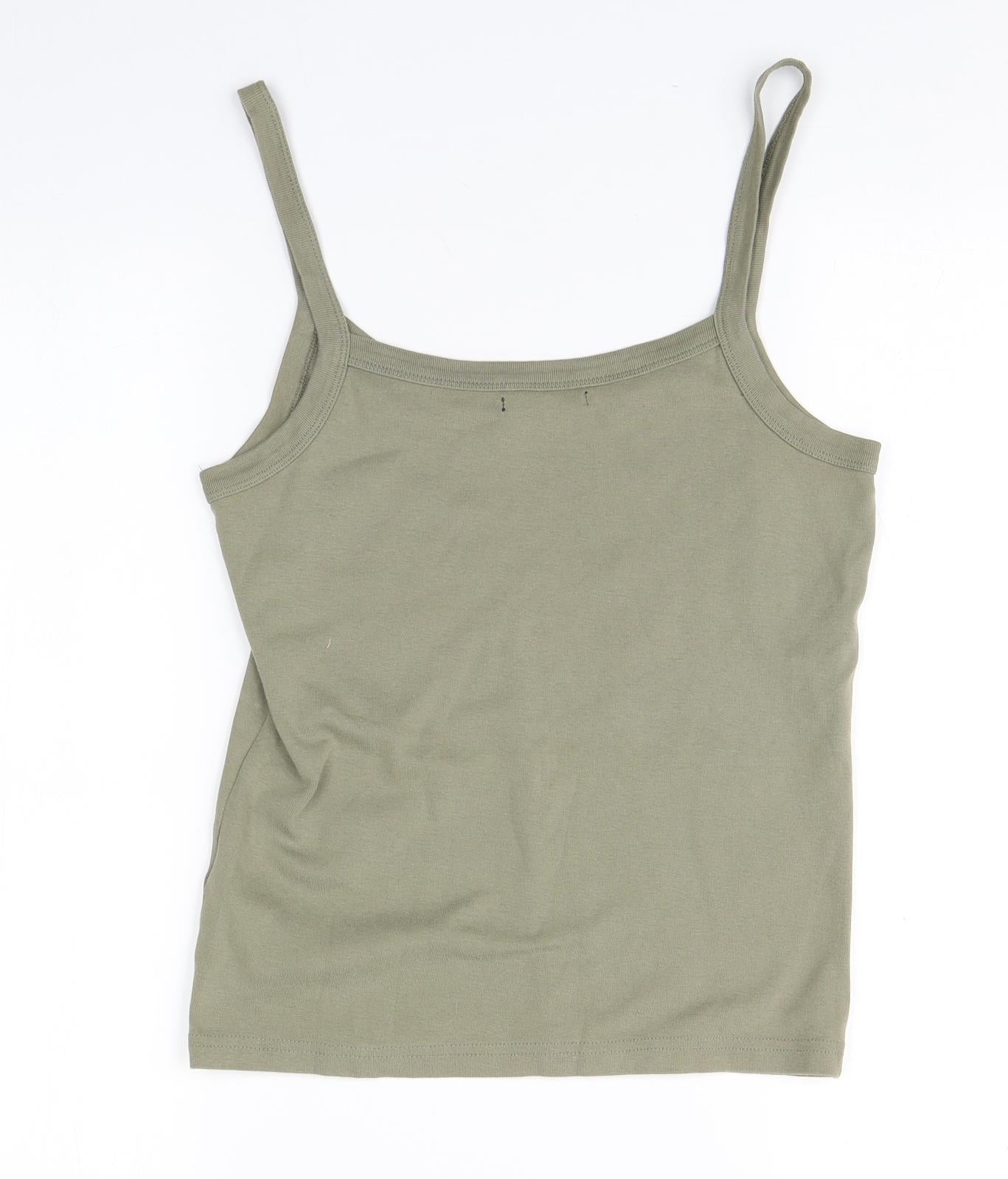 BM Womens Brown  Cotton Basic Tank Size S Round Neck