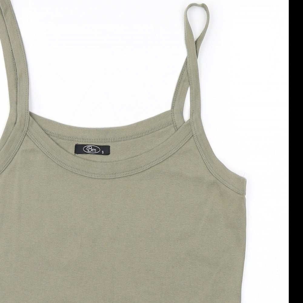 BM Womens Brown  Cotton Basic Tank Size S Round Neck