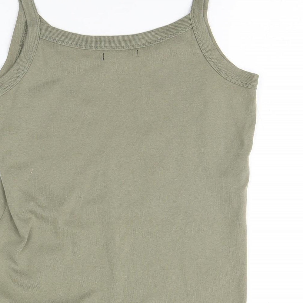 BM Womens Brown  Cotton Basic Tank Size S Round Neck