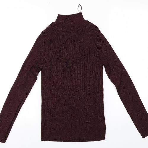 F&F Womens Red Round Neck  Viscose Pullover Jumper Size 10