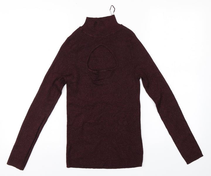 F&F Womens Red Round Neck Viscose Pullover Jumper Size 10