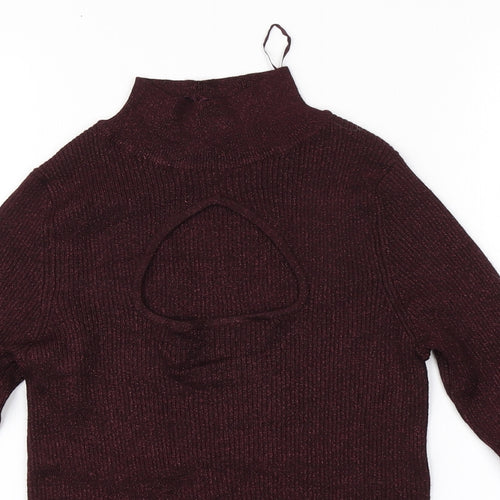 F&F Womens Red Round Neck  Viscose Pullover Jumper Size 10