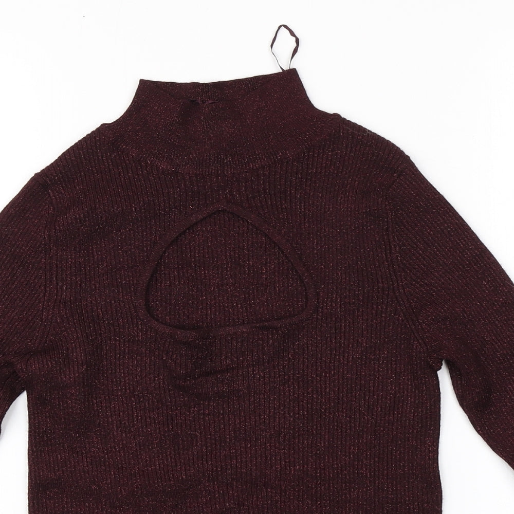 F&F Womens Red Round Neck  Viscose Pullover Jumper Size 10