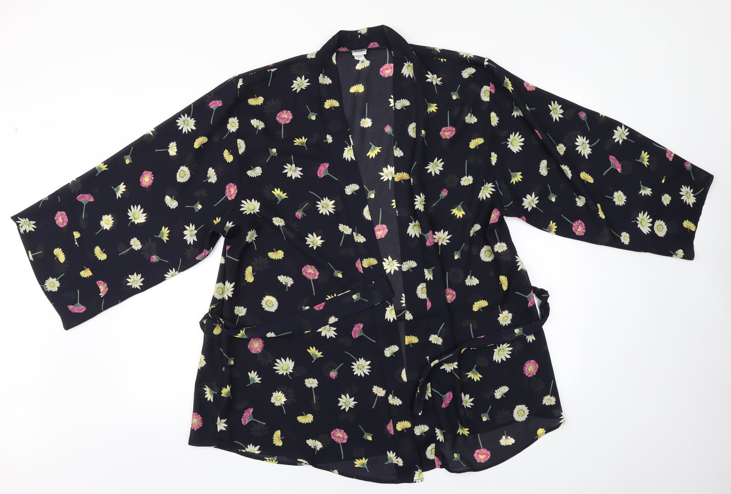 Knickerbox Womens Black Floral Polyester Basic Blouse One Size Round Neck