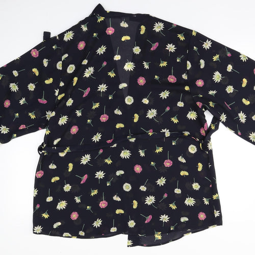 Knickerbox Womens Black Floral Polyester Basic Blouse One Size Round Neck