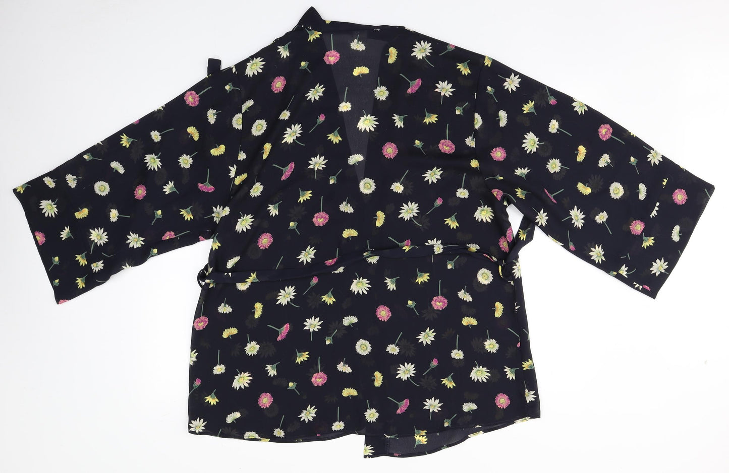 Knickerbox Womens Black Floral Polyester Basic Blouse One Size Round Neck