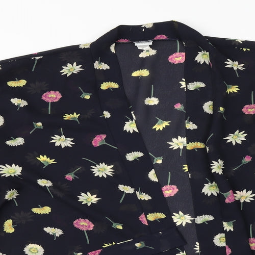 Knickerbox Womens Black Floral Polyester Basic Blouse One Size Round Neck