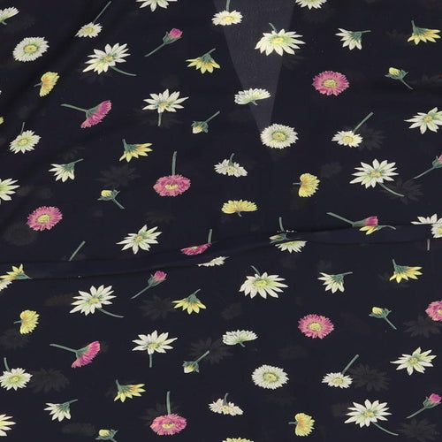 Knickerbox Womens Black Floral Polyester Basic Blouse One Size Round Neck