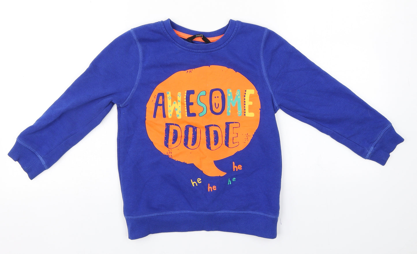 George Boys Blue Round Neck  Cotton Pullover Jumper Size 5-6 Years   - Awesome Dude