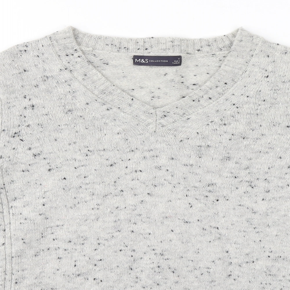 Marks and Spencer Womens Grey V-Neck  Wool Pullover Jumper Size 10