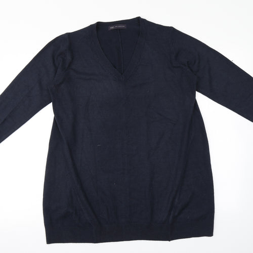 Marks and Spencer Mens Blue V-Neck  Acrylic Pullover Jumper Size L
