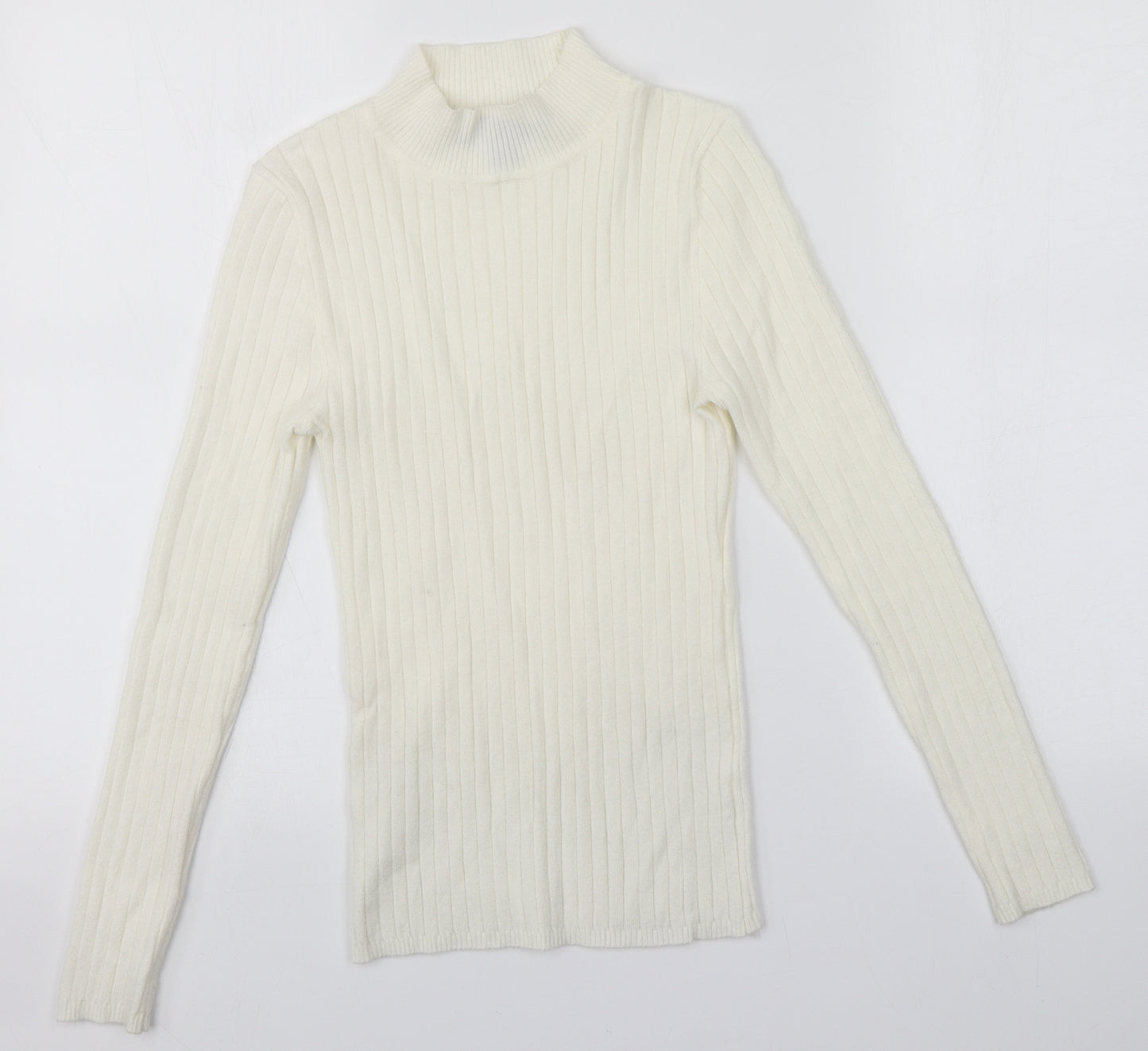 Primark Womens White High Neck   Pullover Jumper Size 6
