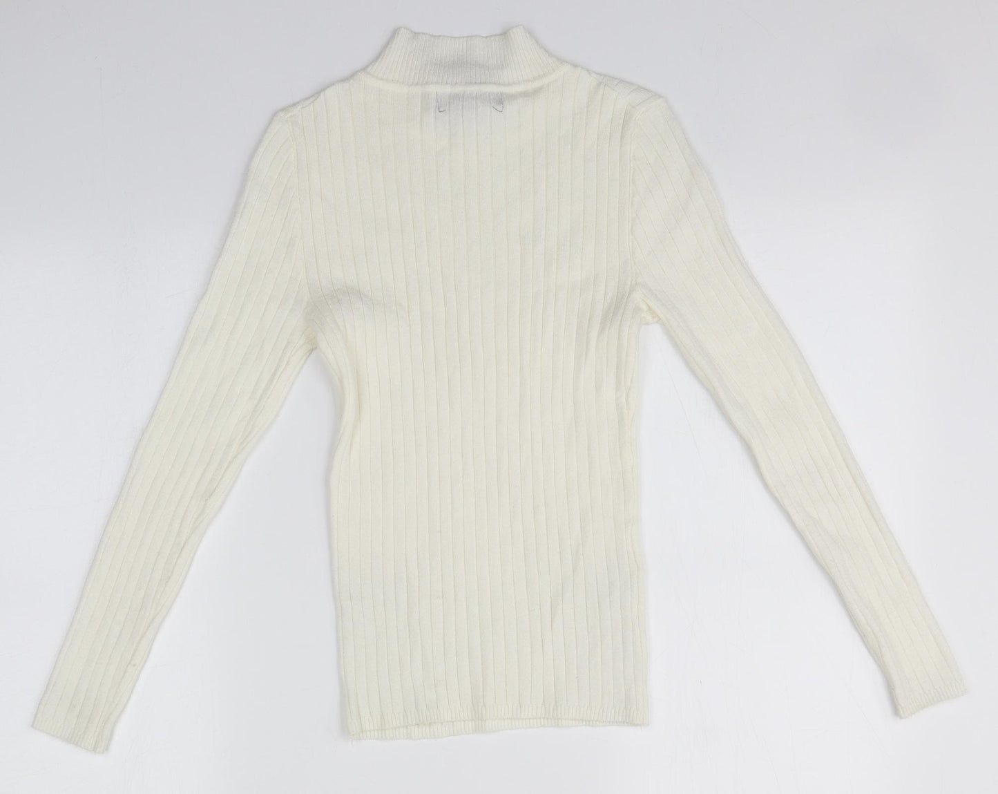 Primark Womens White High Neck   Pullover Jumper Size 6