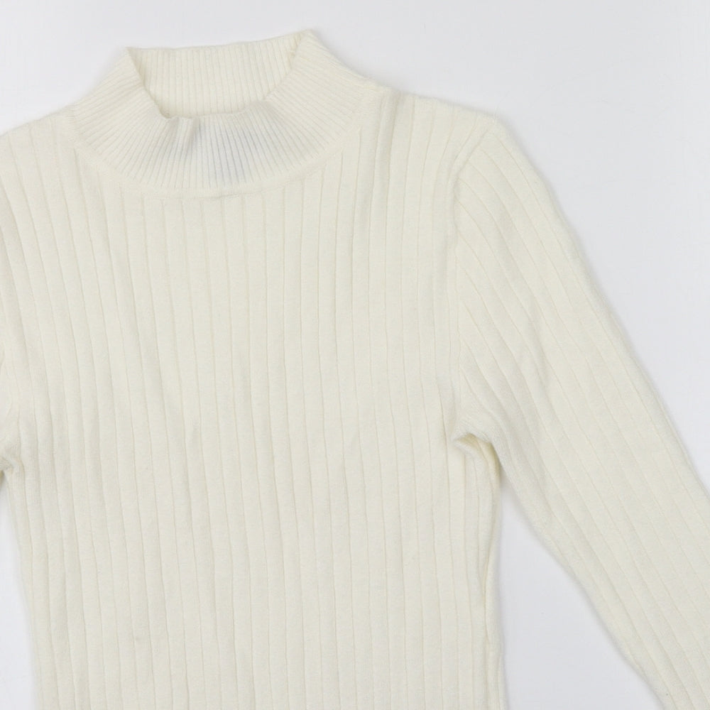 Primark Womens White High Neck   Pullover Jumper Size 6