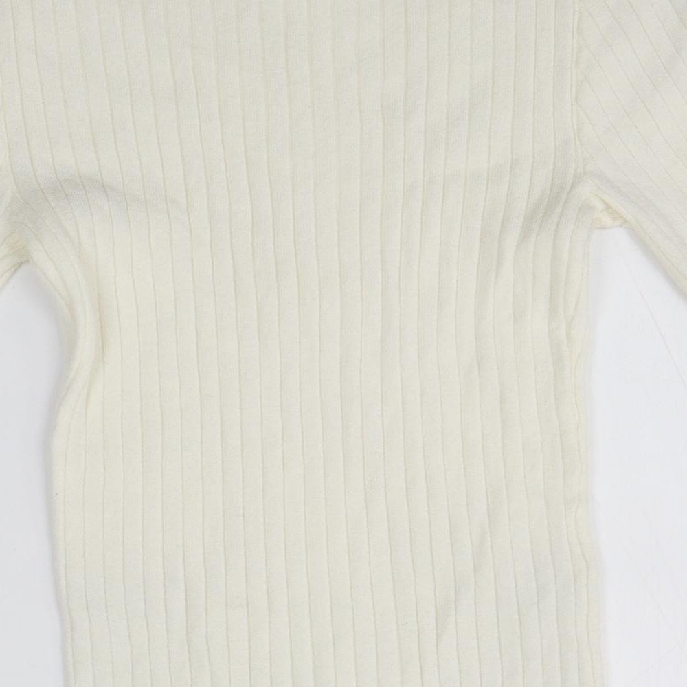 Primark Womens White High Neck   Pullover Jumper Size 6