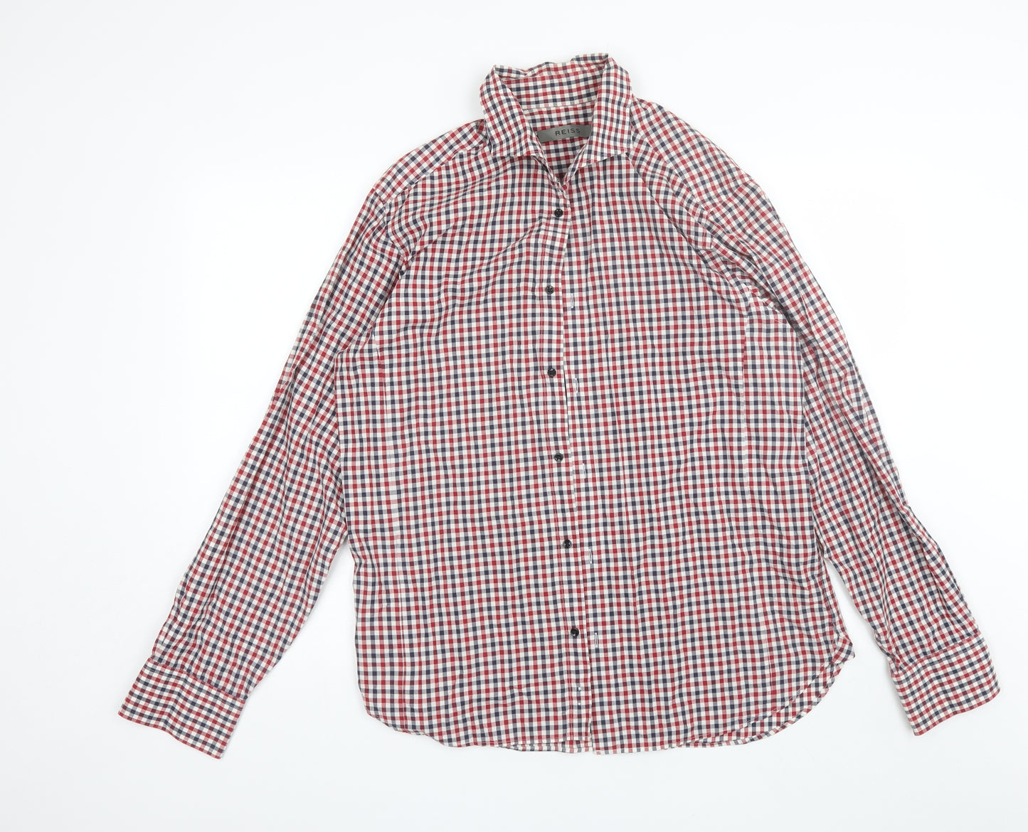 Reiss Mens Red Plaid Cotton  Dress Shirt Size XL Collared