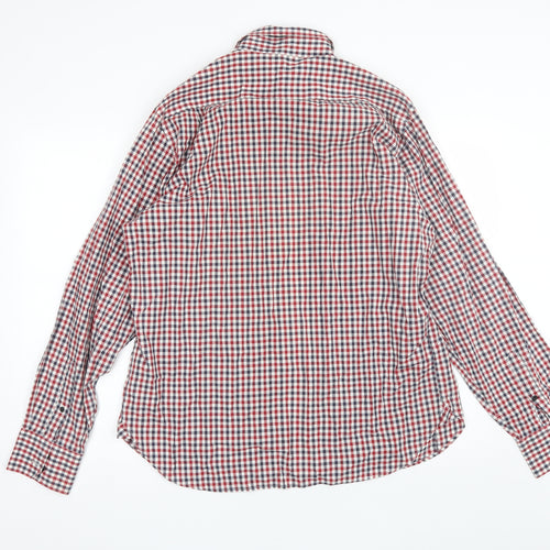 Reiss Mens Red Plaid Cotton  Dress Shirt Size XL Collared