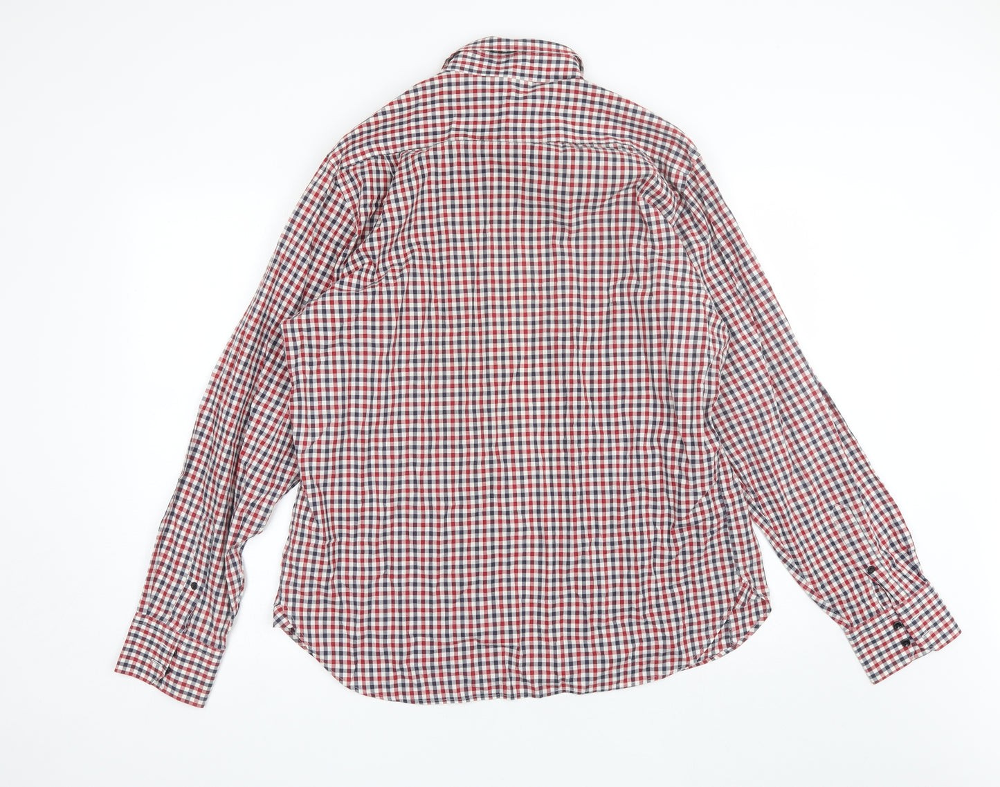 Reiss Mens Red Plaid Cotton  Dress Shirt Size XL Collared