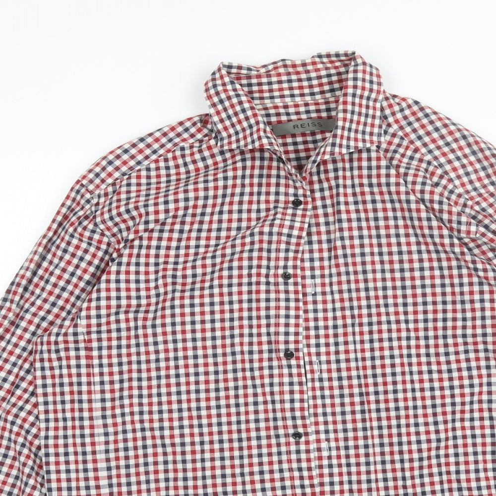 Reiss Mens Red Plaid Cotton  Dress Shirt Size XL Collared