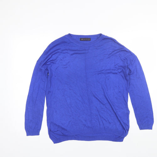 Marks and Spencer Womens Blue Round Neck  Acrylic Pullover Jumper Size M