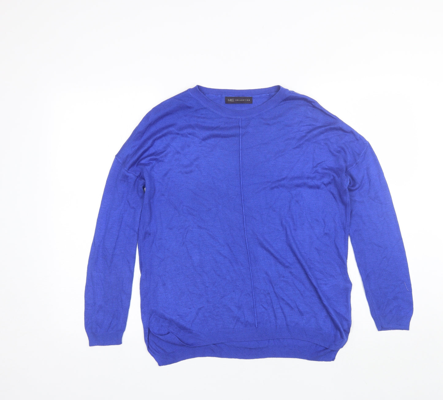 Marks and Spencer Womens Blue Round Neck  Acrylic Pullover Jumper Size M