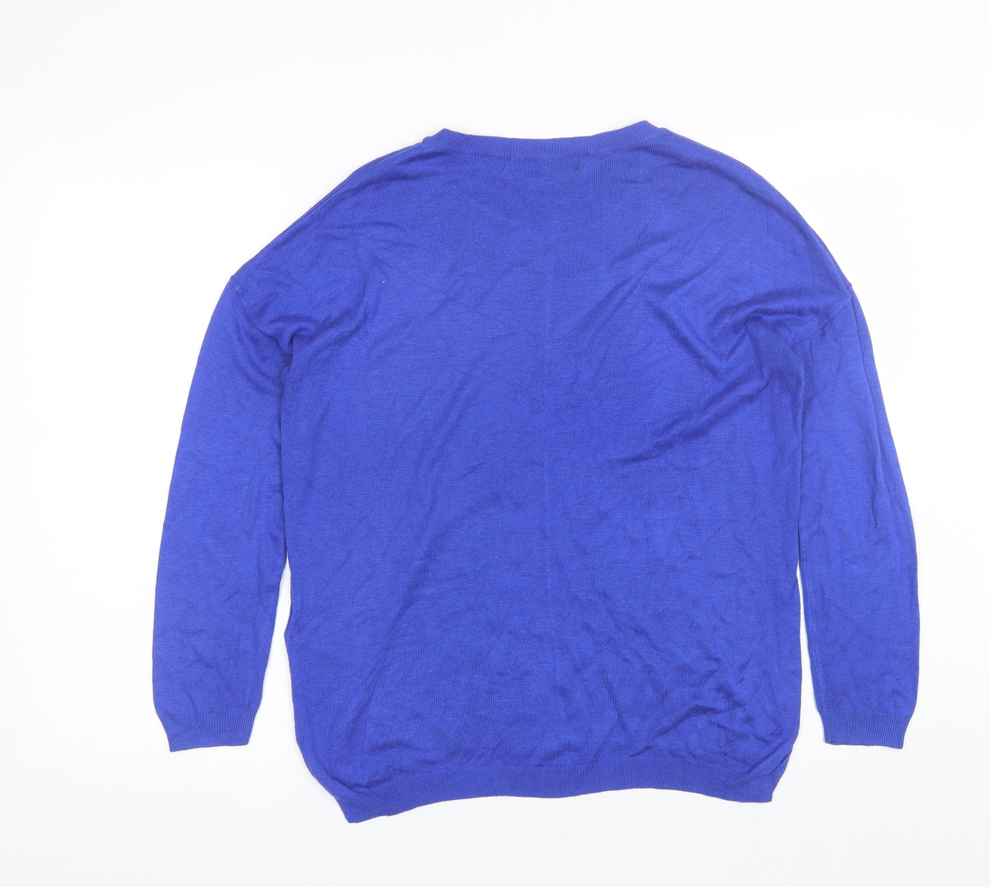 Marks and Spencer Womens Blue Round Neck  Acrylic Pullover Jumper Size M