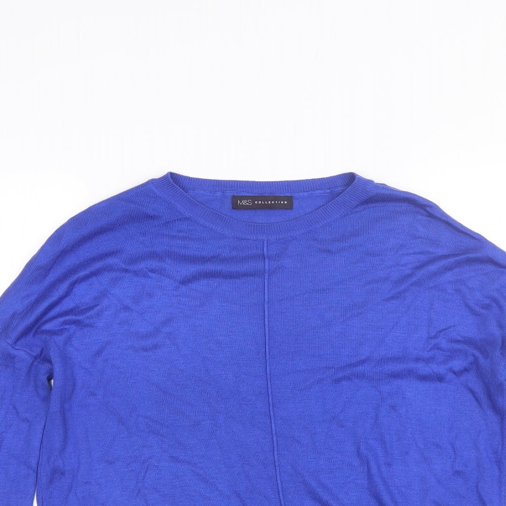 Marks and Spencer Womens Blue Round Neck  Acrylic Pullover Jumper Size M