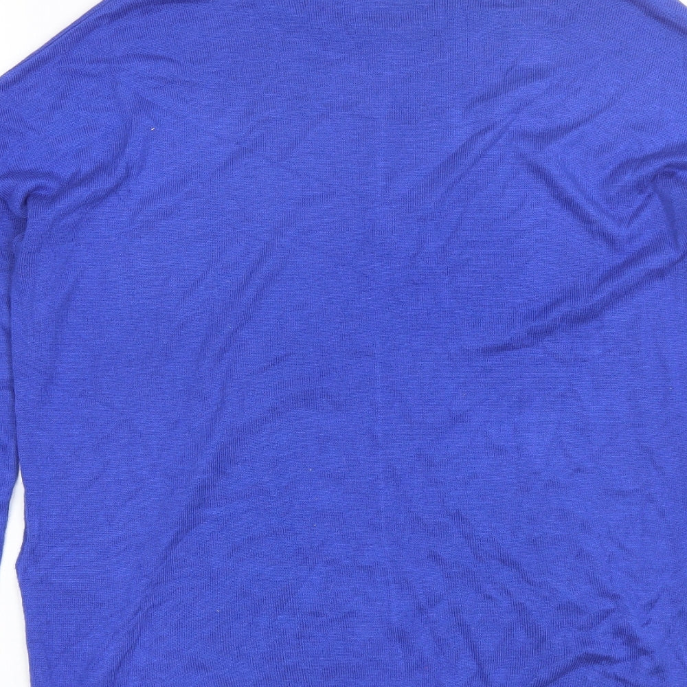 Marks and Spencer Womens Blue Round Neck  Acrylic Pullover Jumper Size M