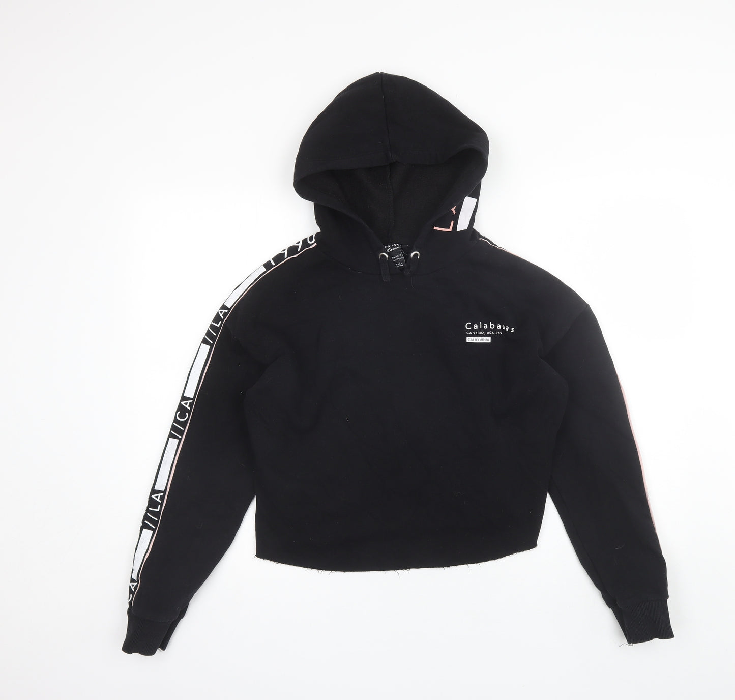 New Look Girls Black  Cotton Pullover Hoodie Size 14-15 Years   - Cropped