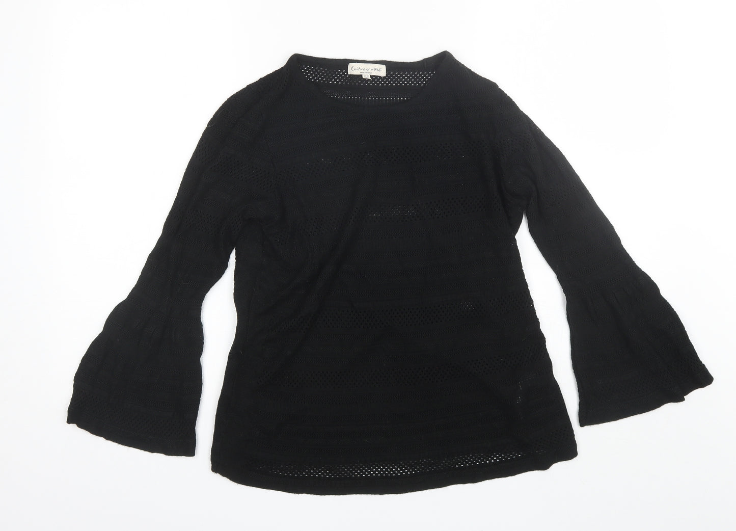 F&F Womens Black Round Neck  Viscose Pullover Jumper Size 10