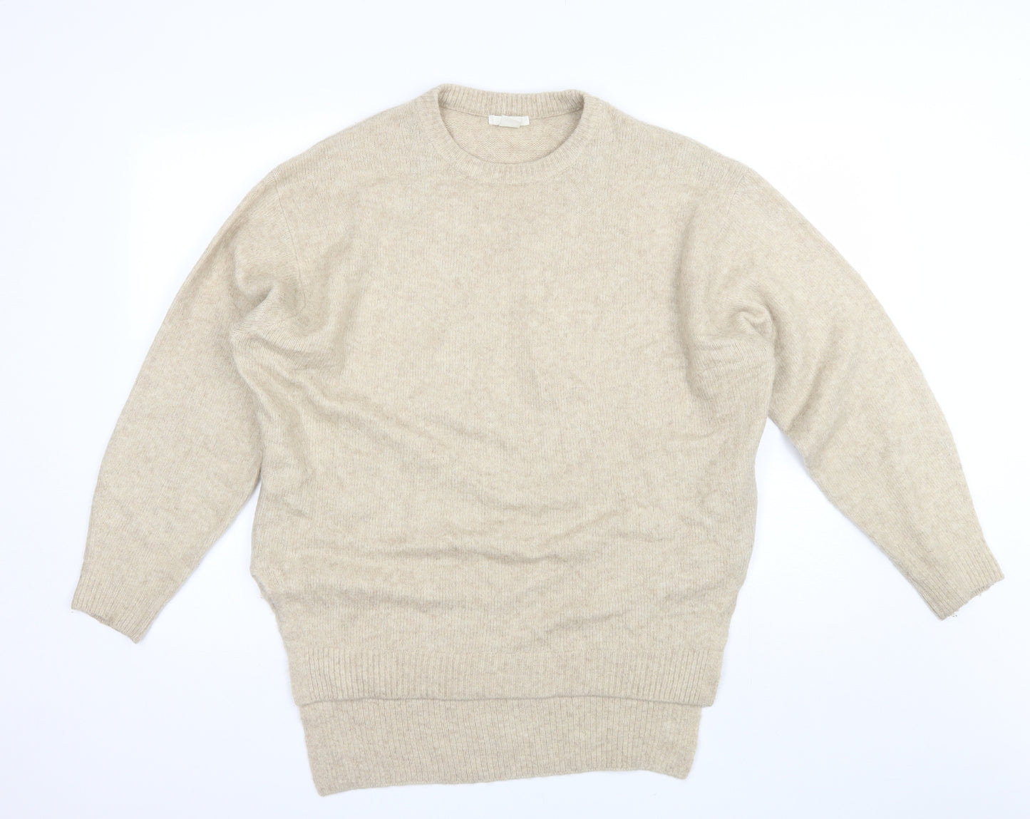 H&M Womens Beige Round Neck  Acrylic Pullover Jumper Size XS