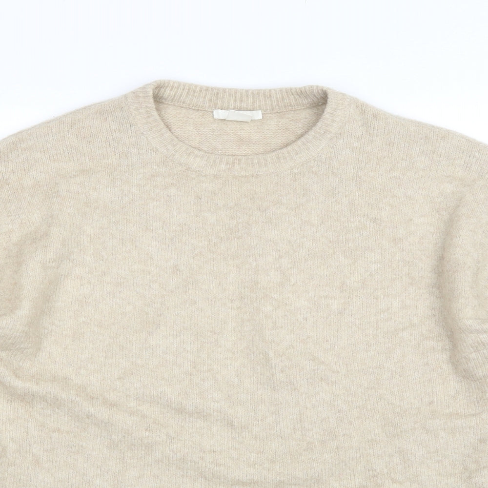 H&M Womens Beige Round Neck  Acrylic Pullover Jumper Size XS